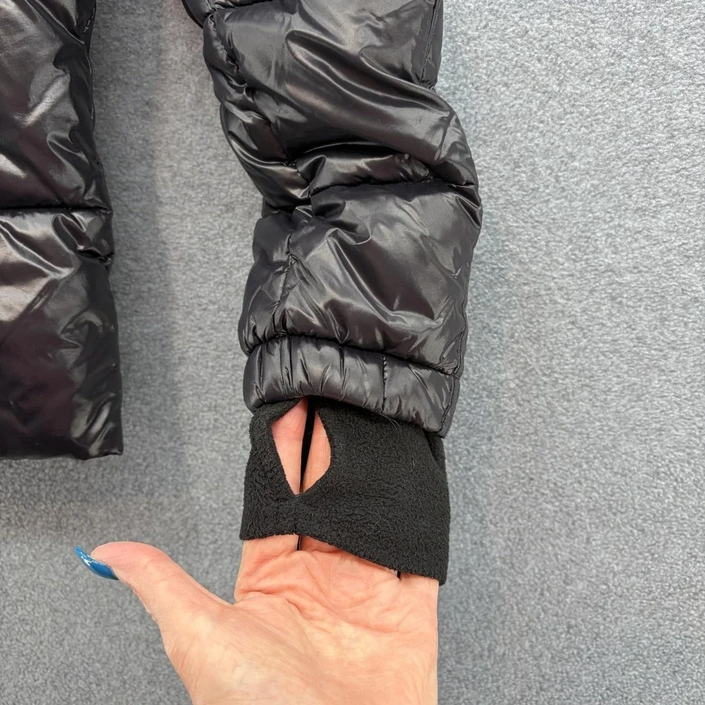 S13 Puffer Jacket Youth Girls 8 Black Hooded Faux Fur Trim Winter Coat